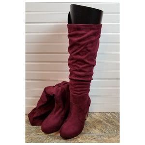 Torrid Wine Metal heel Slouch Boot Size 7w